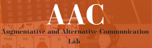 AAC lab logo that reads "AAC Augmentative and Alternative Communication Lab" in white lettering atop an orange background 