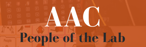 AAC lab logo that reads "AAC People of the Lab" in white lettering atop an orange background 