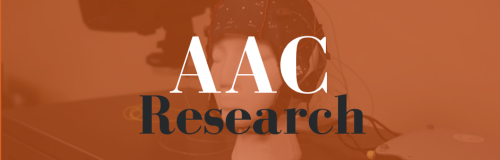 AAC lab logo that reads "AAC Research" in white lettering atop an orange background 
