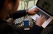 Student working at a computer