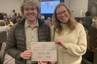 Dr. Hamilton and Garret with TSHA award