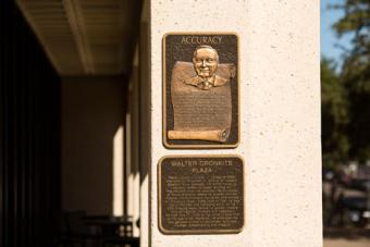 Plaque outside of Moody College