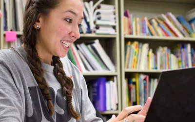 Student working at a computer