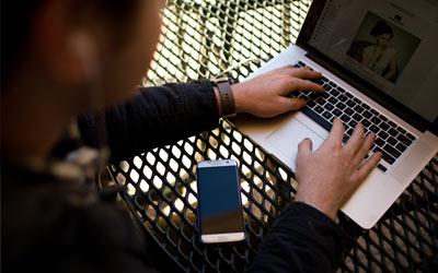 Student working at a computer