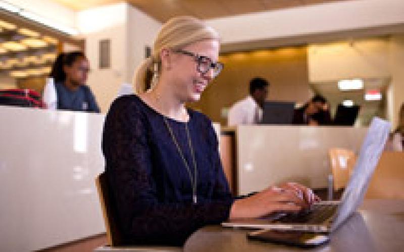 Student working at a computer